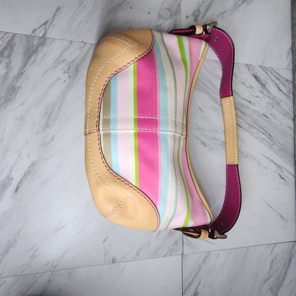 Like New Coach Hampton Multi-Colored Striped Handbag - Picture 11 of 13